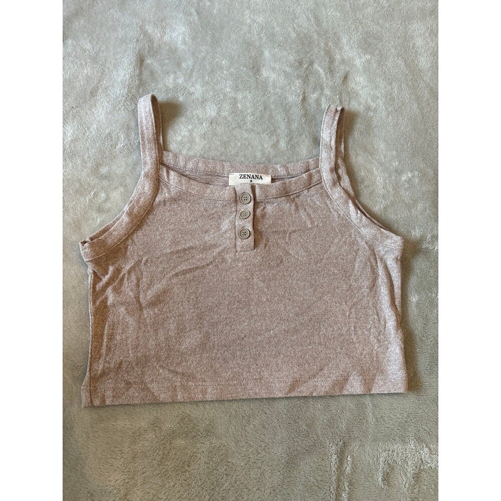 Zenana boutique crop top tank top henley buttons oatmeal brown trending spring